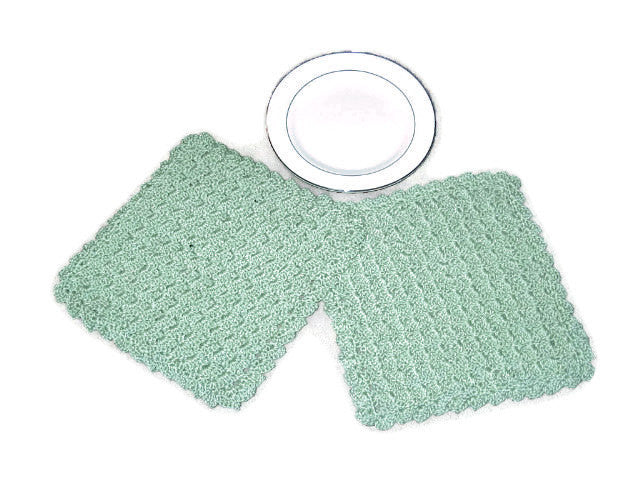 Handmade Decorative Crocheted Cotton Dishcloth Set, Green - Couture Service  - 1