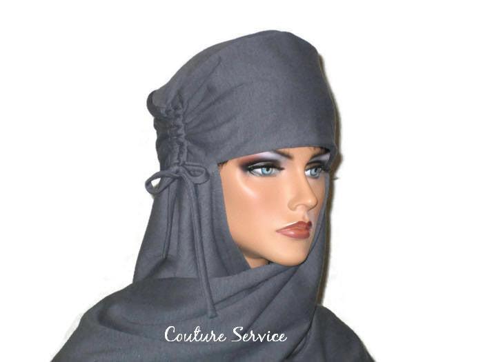 Handmade Grey Turban Scarf Hat, Heather, Side Shirred - Couture Service  - 2