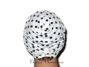 Handmade White Twist Turban, Black, Polka Dot - Couture Service  - 3