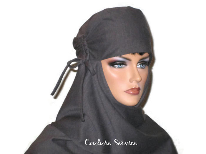 Handmade Grey Turban Scarf Hat, Charcoal, Side Shirred - Couture Service  - 1
