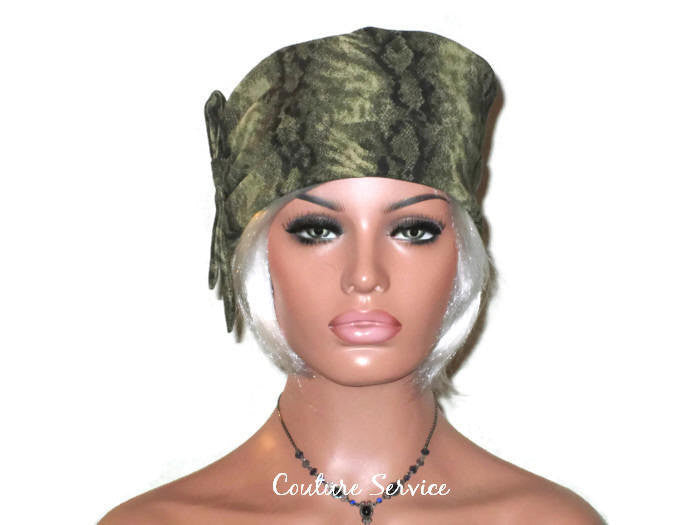 Handmade Olive, Side-Shirred, Turban Hat,  Brown, Animal Print - Couture Service  - 1