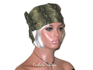 Handmade Olive, Side-Shirred, Turban Hat,  Brown, Animal Print - Couture Service  - 2