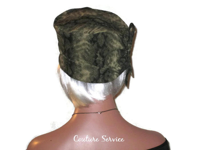 Handmade Olive, Side-Shirred, Turban Hat,  Brown, Animal Print - Couture Service  - 3