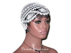 Handmade Pineapple Lace Cloche, Plus Size, Natural, White - Couture Service  - 3