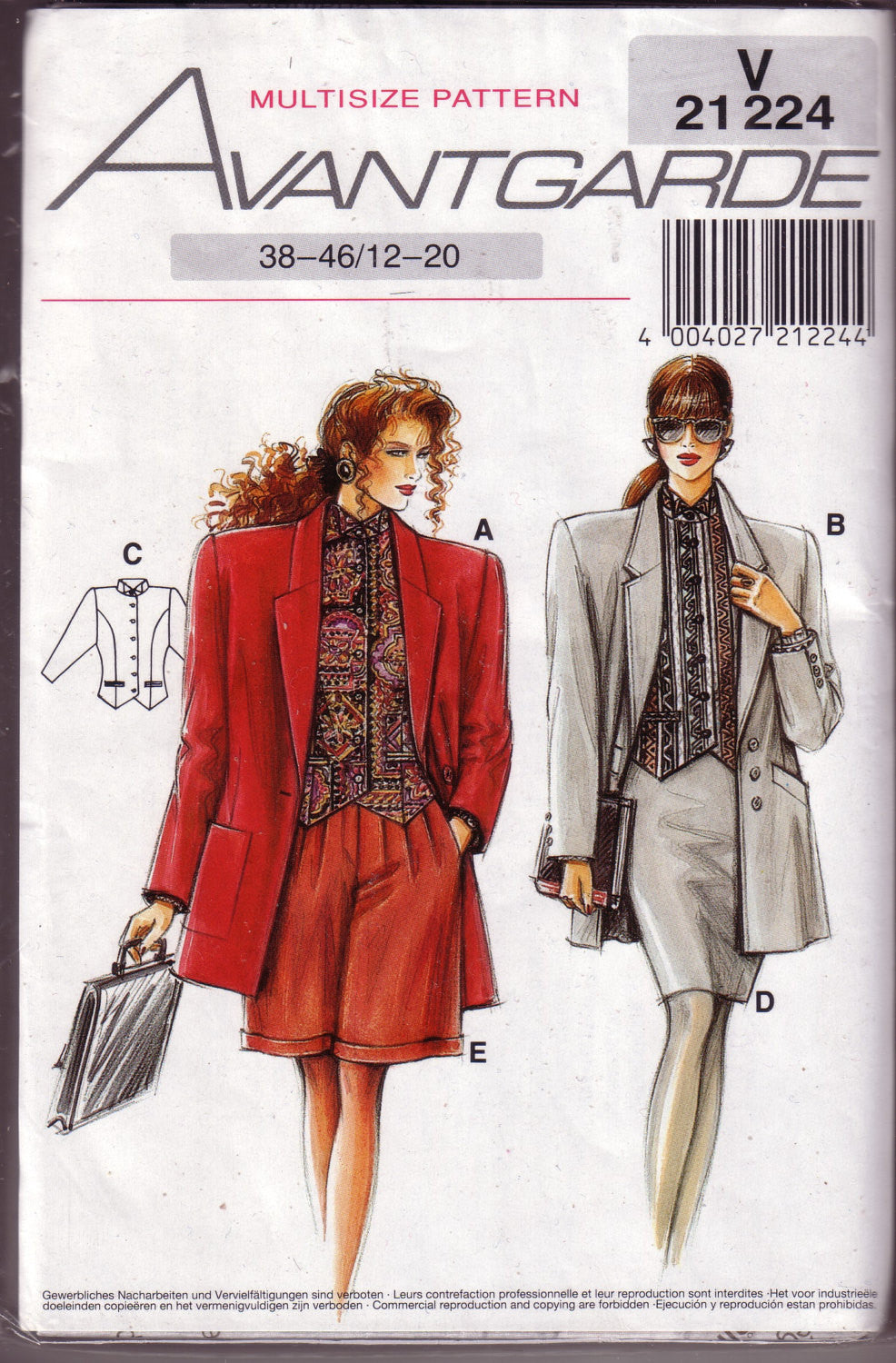 Vintage Neue Mode, Avantgarde, V 21 224, Jacket, Top, Skirt, Pant, Sizes 12 - 20 - Couture Service  - 1