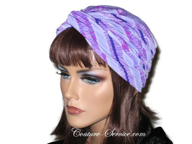 Handmade Purple Twist Turban, Striped, Diagonal - Couture Service  - 2