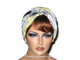 Handmade Yellow Twist Turban, Abstract, Black - Couture Service  - 1