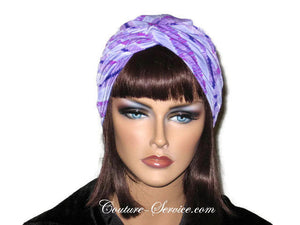 Handmade Purple Twist Turban, Striped, Diagonal - Couture Service  - 1