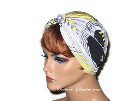 Handmade Yellow Twist Turban, Abstract, Black - Couture Service  - 2