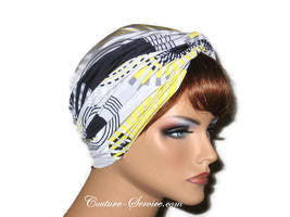 Handmade Yellow Twist Turban, Abstract, Black - Couture Service  - 4