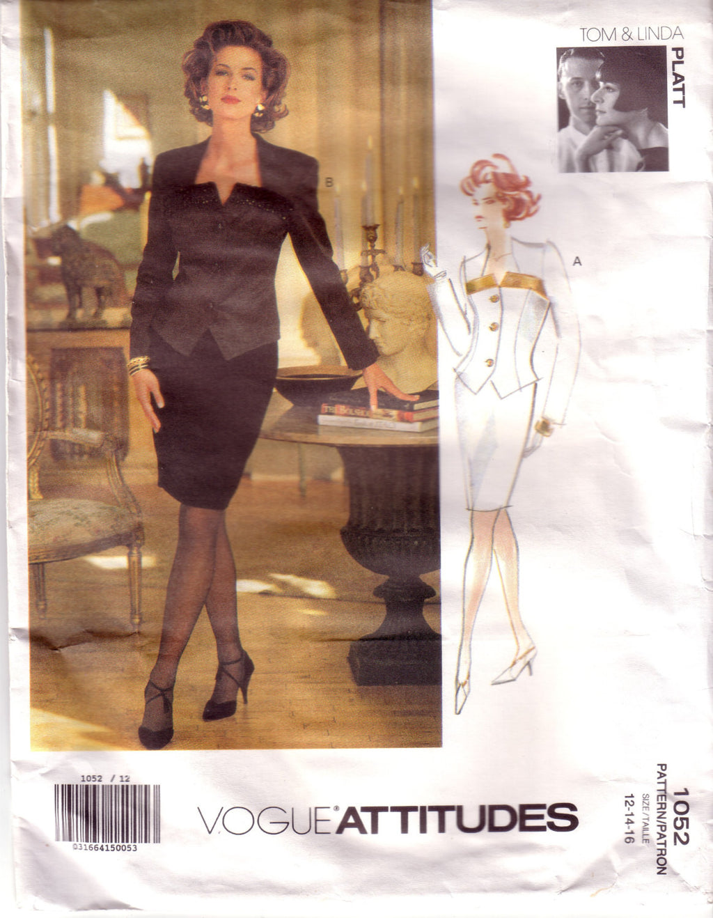 Vintage Vogue Attitudes 1052, Designers Tom and Linda Platt, Misses Jacket, Skirt, Size 12, 14, 16 - Couture Service  - 1