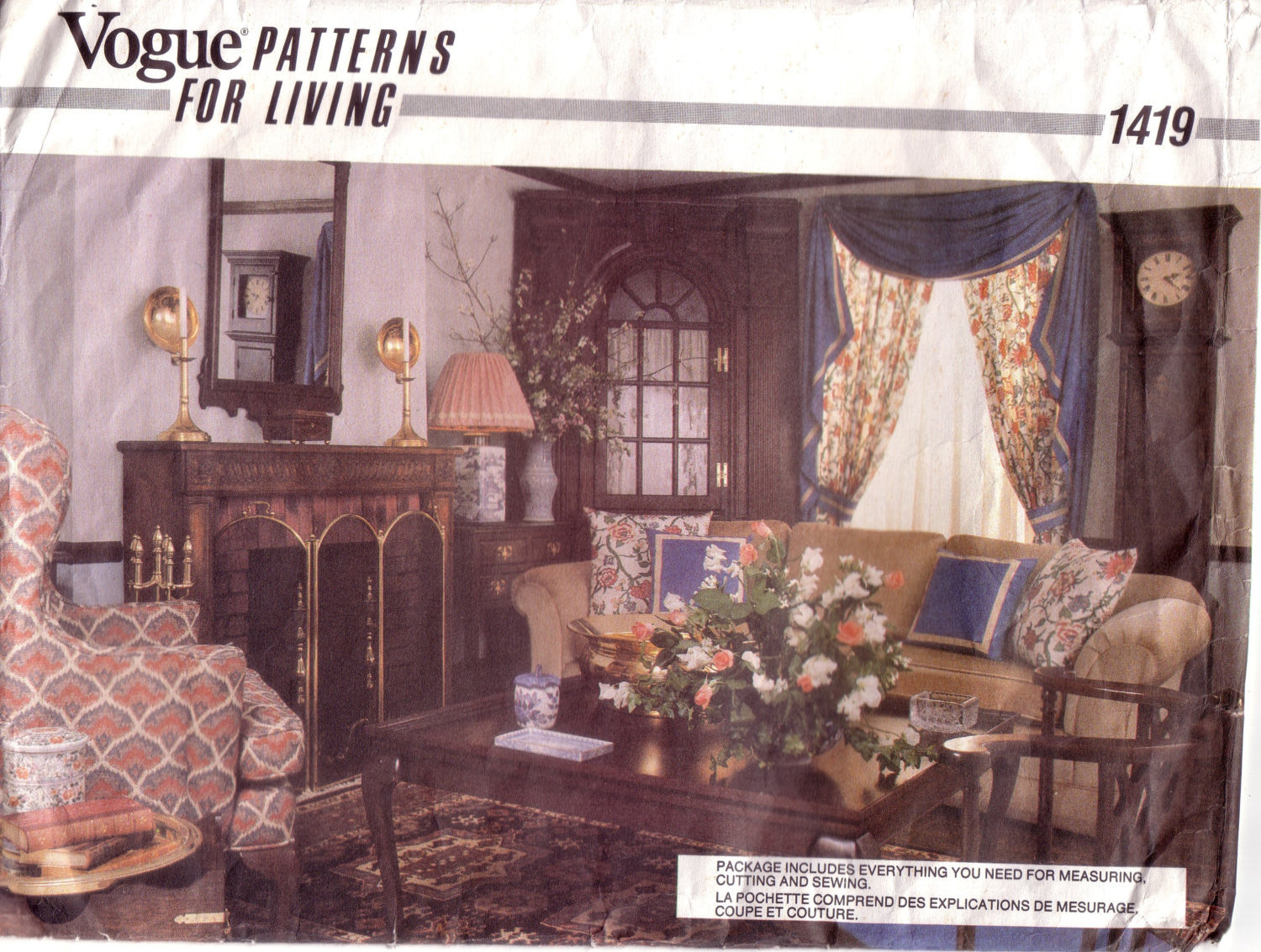 Vintage Vogue 1419,  Patterns for Living, Swag Curtains, Tieback Curtains, Lampshade, Tablecloths, Pillow Covers - Couture Service  - 1