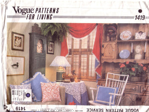 Vintage Vogue 1419,  Patterns for Living, Swag Curtains, Tieback Curtains, Lampshade, Tablecloths, Pillow Covers - Couture Service  - 2