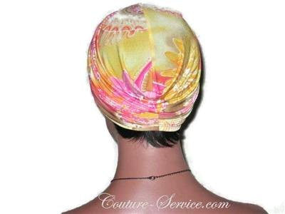 Handmade Yellow Twist Turban, Abstract, Pink - Couture Service  - 4