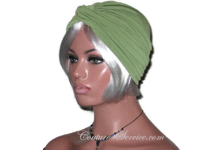 Handmade Green Twist Turban, Olive - Couture Service  - 2