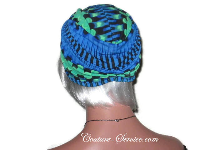 Handmade Blue Twist Turban, Abstract, Green - Couture Service  - 3
