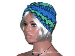 Handmade Blue Twist Turban, Abstract, Green - Couture Service  - 2