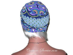 Handmade Blue Twist Turban, Abstract, Medallions - Couture Service  - 3
