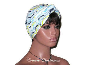 Handmade Blue Twist Turban, Abstract, Wave - Couture Service  - 4