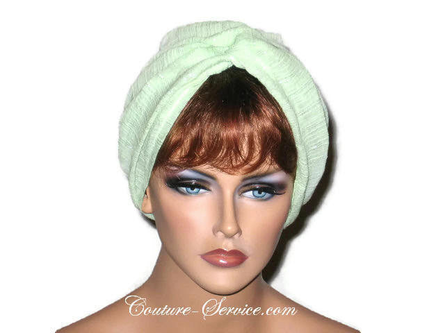 Handmade Green Twist Turban, Lime, Cotton Gauze - Couture Service  - 1