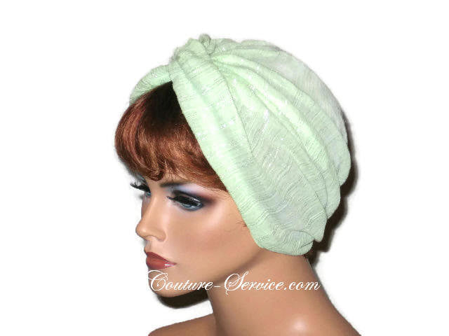 Handmade Green Twist Turban, Lime, Cotton Gauze - Couture Service  - 2
