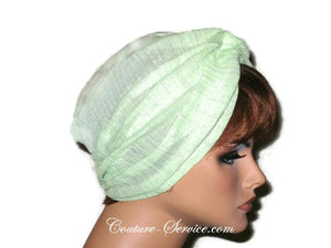 Handmade Green Twist Turban, Lime, Cotton Gauze - Couture Service  - 4