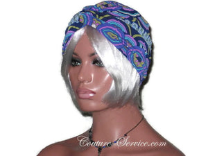 Handmade Blue Twist Turban, Abstract, Medallions - Couture Service  - 4
