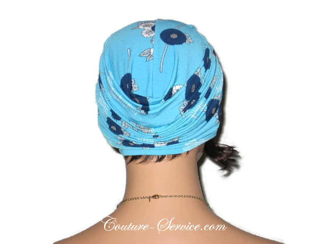 Handmade Blue Twist Turban, Floral, Aqua - Couture Service  - 3