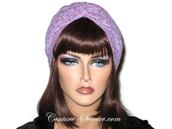 Handmade Purple Twist Turban, Floral, Lavender - Couture Service  - 1
