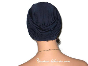 Handmade Blue Twist Turban, Navy, Designer Knit - Couture Service  - 3