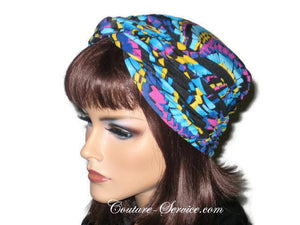 Handmade Blue Twist Turban, Abstract, Turquoise - Couture Service  - 2