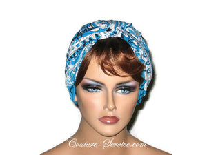 Handmade Blue Twist Turban, Abstract, Peacock - Couture Service  - 1