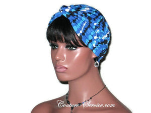 Handmade Blue Twist Turban, Abstract, Navy - Couture Service  - 2