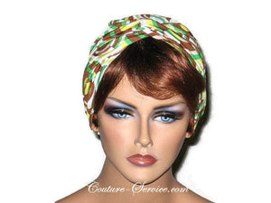 Handmade Brown Twist Turban, Abstract, Green - Couture Service  - 1