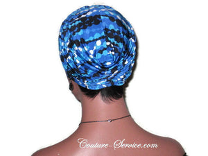Handmade Blue Twist Turban, Abstract, Navy - Couture Service  - 3
