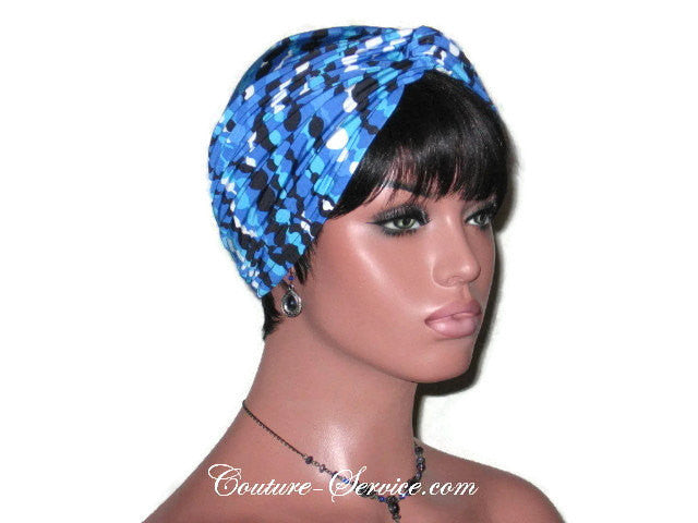 Handmade Blue Twist Turban, Abstract, Navy - Couture Service  - 4