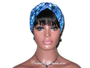 Handmade Blue Twist Turban, Abstract, Navy - Couture Service  - 1