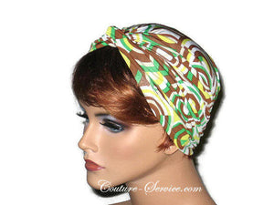 Handmade Brown Twist Turban, Abstract, Green - Couture Service  - 2