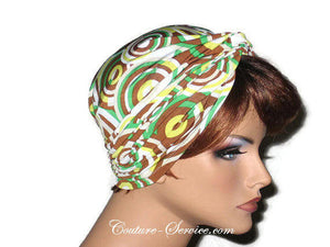 Handmade Brown Twist Turban, Abstract, Green - Couture Service  - 4