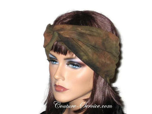 Handmade Green Bandeau Headband Turban, Olive, Tie Dye - Couture Service  - 2