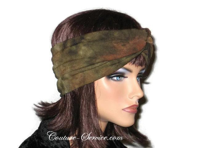 Handmade Green Bandeau Headband Turban, Olive, Tie Dye - Couture Service  - 4