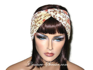 Handmade Orange Bandeau Headband Turban, Jaguar Animal Print - Couture Service  - 1