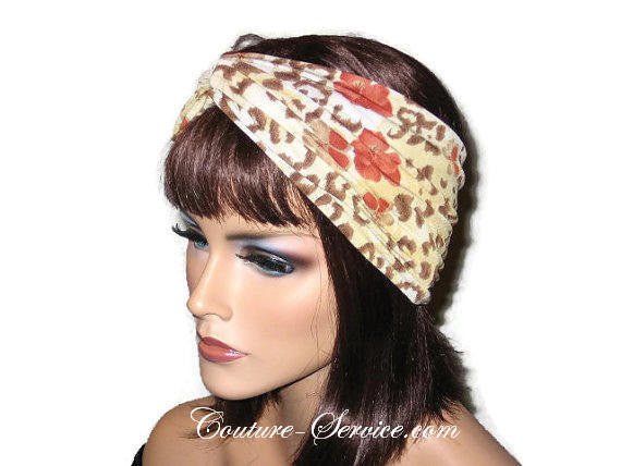 Handmade Orange Bandeau Headband Turban, Jaguar Animal Print - Couture Service  - 2