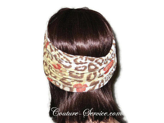 Handmade Orange Bandeau Headband Turban, Jaguar Animal Print - Couture Service  - 3