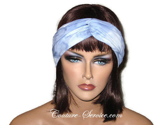 Handmade Blue Bandeau Headband Turban, Light Blue, Tie Dye - Couture Service  - 1