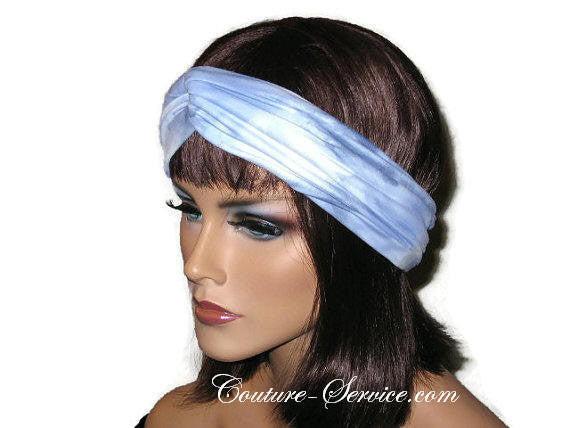 Handmade Blue Bandeau Headband Turban, Light Blue, Tie Dye - Couture Service  - 2