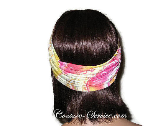 Handmade Pink Bandeau Headband Turban, Abstract, Yellow - Couture Service  - 3