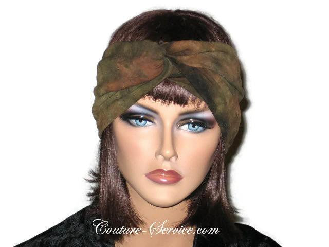 Handmade Green Bandeau Headband Turban, Olive, Tie Dye - Couture Service  - 1