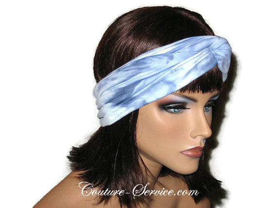 Handmade Blue Bandeau Headband Turban, Light Blue, Tie Dye - Couture Service  - 4