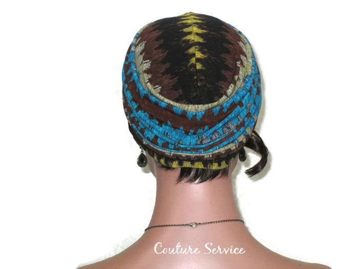 Handmade Brown Twist Turban, Aztec, Blue - Couture Service  - 4